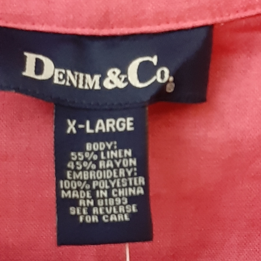NWT DENIM & CO Pink Embroidered Blouse LINEN / Rayon - Picture 3 of 7